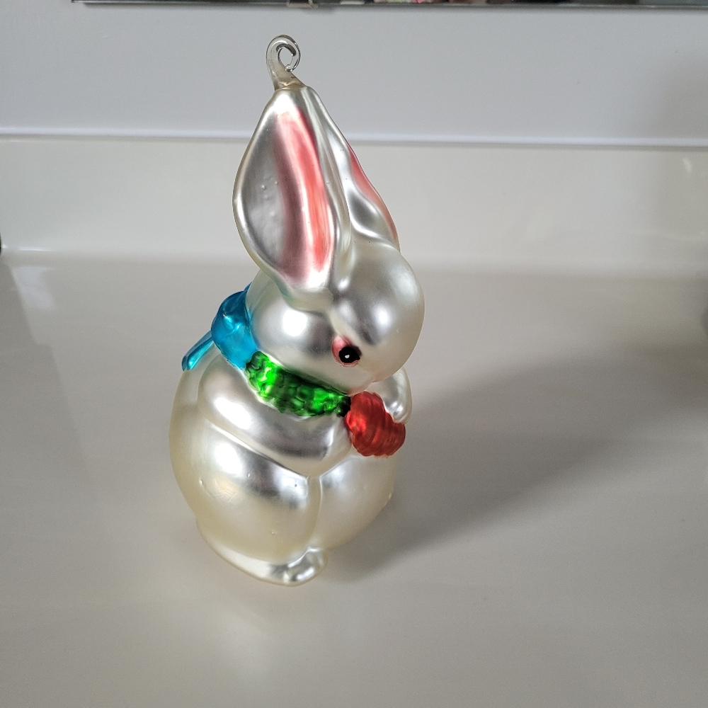 DEPT 56 Bunny  Hand-blown & Hand Painted Mercury Glass (9 inches tall) - Picture 2 of 12